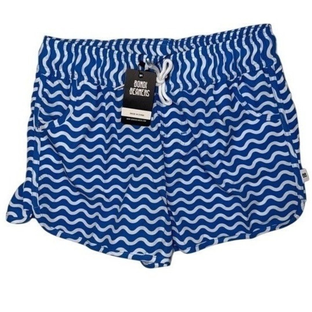Bondi Beamers Womens Blue White Wave Print Board Shorts Size 10 NWT